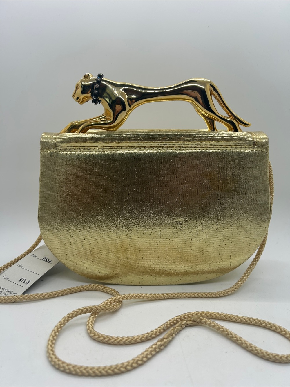 Sasha Vintage NWT Gold Crossbody Bag with Panther Handle Evening Bag Purse 🌺🌺 - Picture 2 of 11